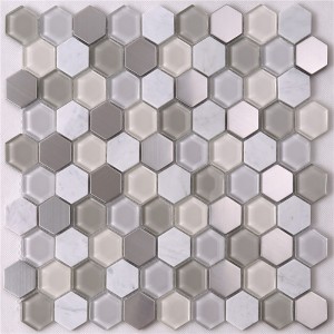 Hexagon Diamond Formed Glass Mosaic Fliser