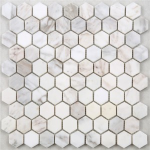 SDL40 Hvid Carrara hexagon marmor fliser medaljong til badeværelse køkkenfliser