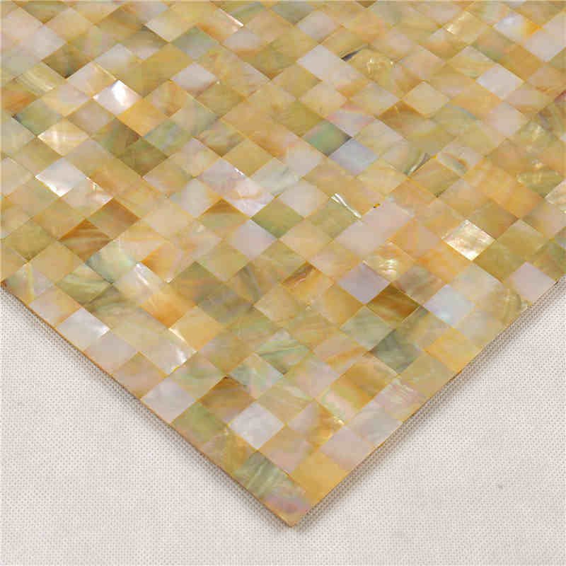 Engros gul blanding hvid perlemor Sea Shell Mosaik badeværelse dekoration fliser