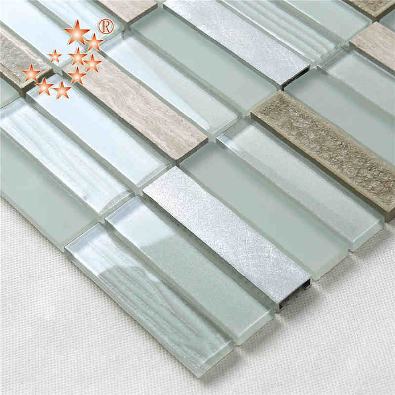 Nyt produkt bølget glasflise boble glasflise Matt glas Blandet metal Keramik Mosaik fliser til køkken sprøjt Tilbage brudte glasfliser arabeske glasfliser