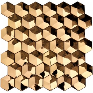 Luksus 3D guld hexagon metal vægfliser Art Decor