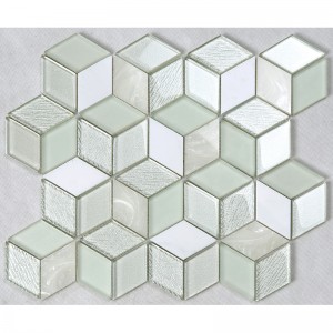 3D-effekt Crystal Hexagon Glass Mosaic White Kitchen Backsplash Bordplade Dekorationsvægge Fliser