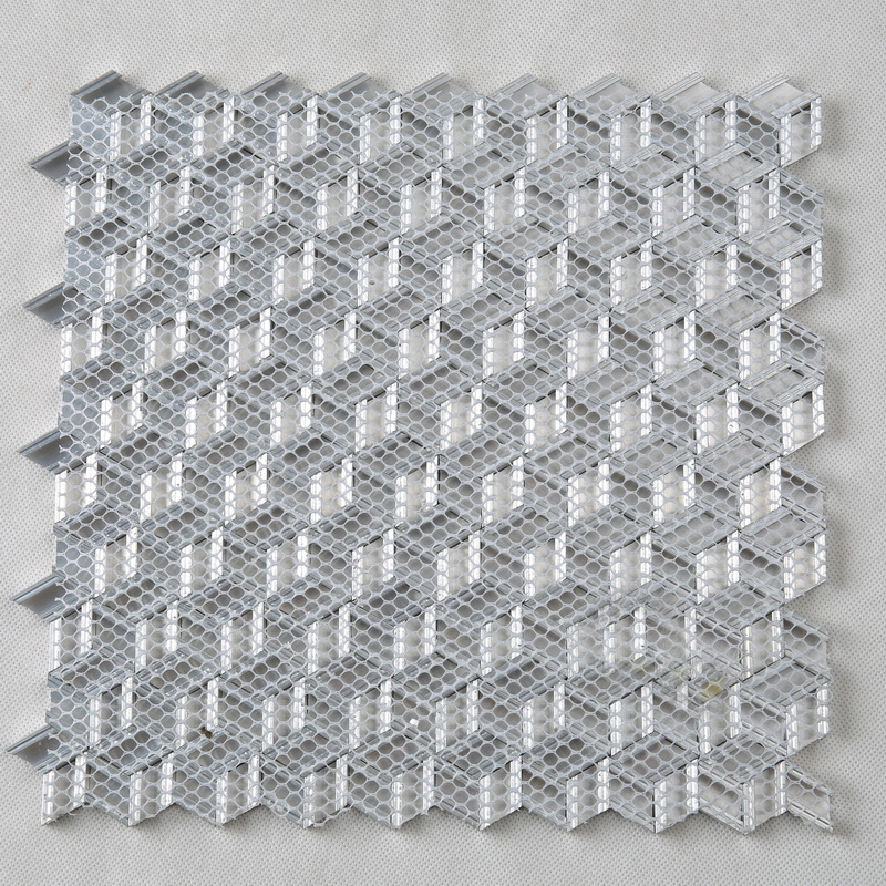 3D-effekt diamantform sølvhvid aluminium hexagon mosaikfliser til dekoration væg