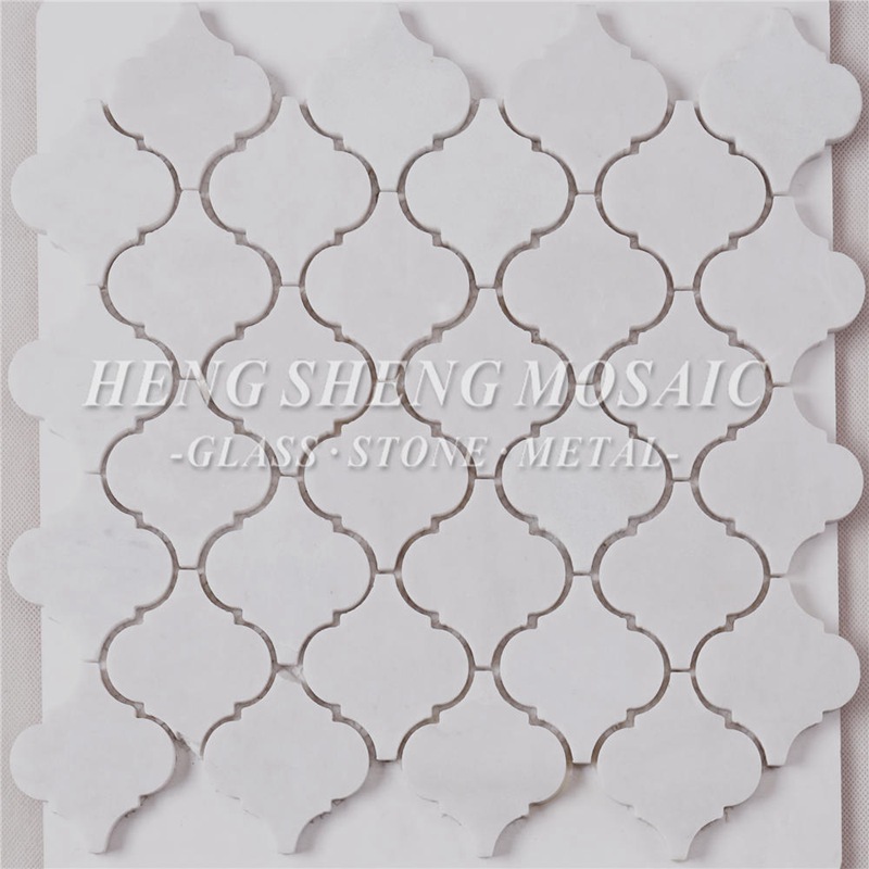 HSC43 Carrara White Natural Marmor Stone Hexagon Waterjet Lanterneformet Mosaic fliser til køkkenbagsplasning Badeværelse gulvvæg