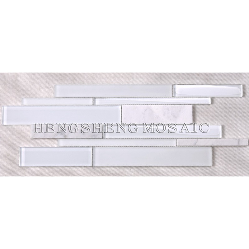 HSD131 Varmt salg Nyeste design Hvid Carrara Marmor Blandet glas Mosaik køkken Backsplash Subway Fliser